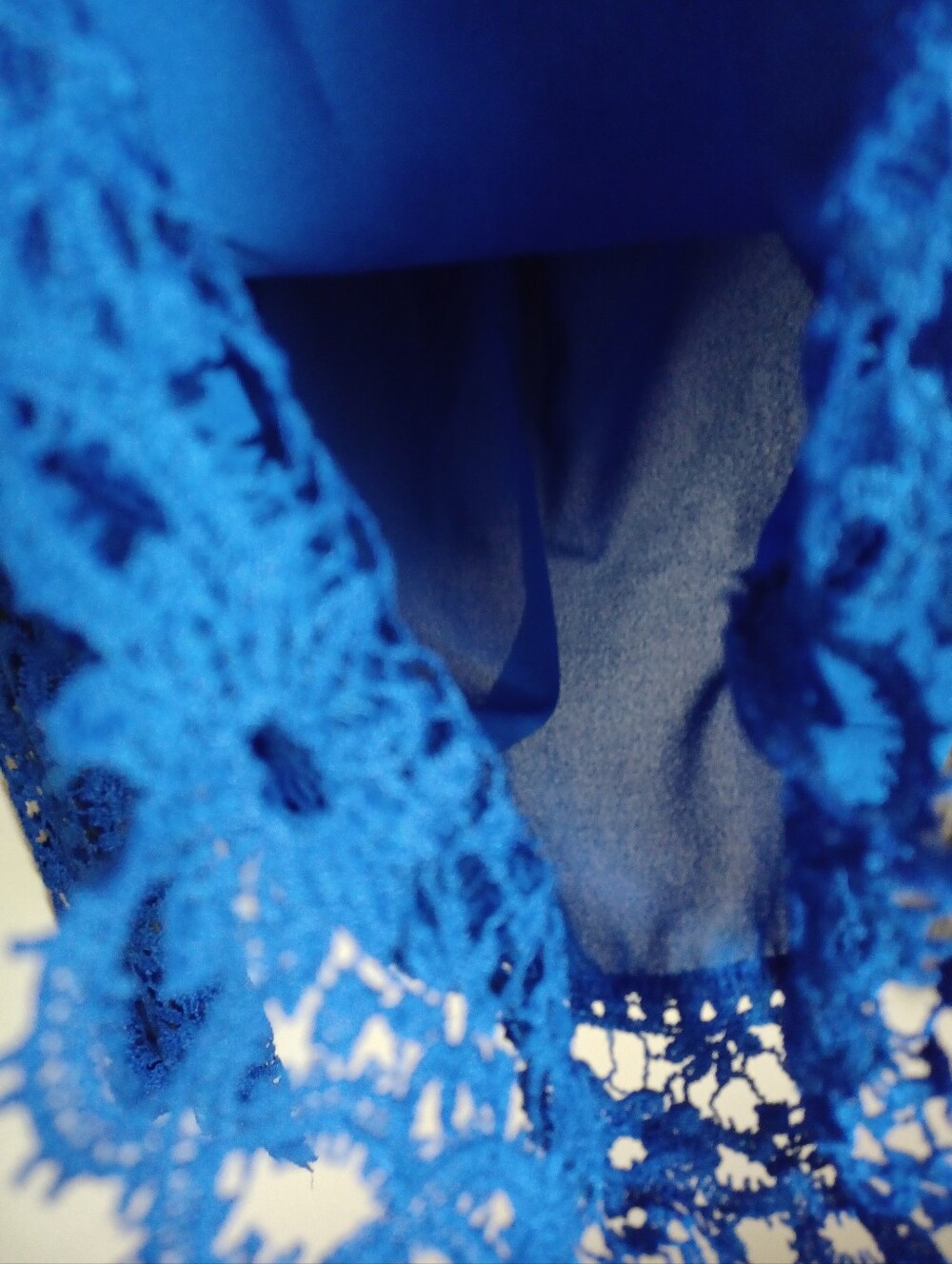 Women's‎ Size M Unbranded Blue Lace Long Sleeve Blouse Shirt Design Night Out - Picture 5 of 7
